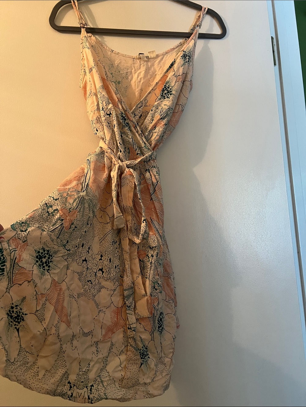 Roxy Peach Floral Midi Wrap Dress